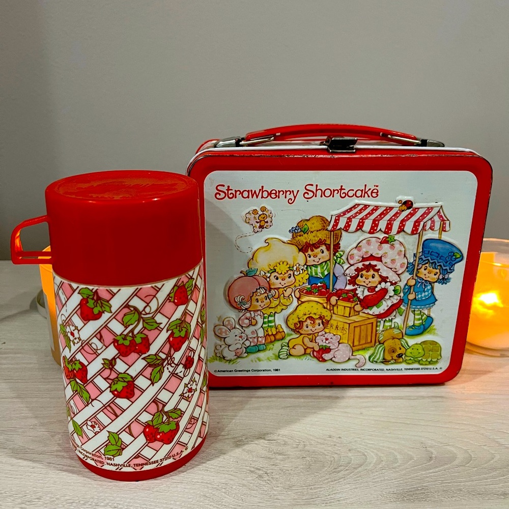 Vintage Strawberry Shortcake lunchbox and thermos